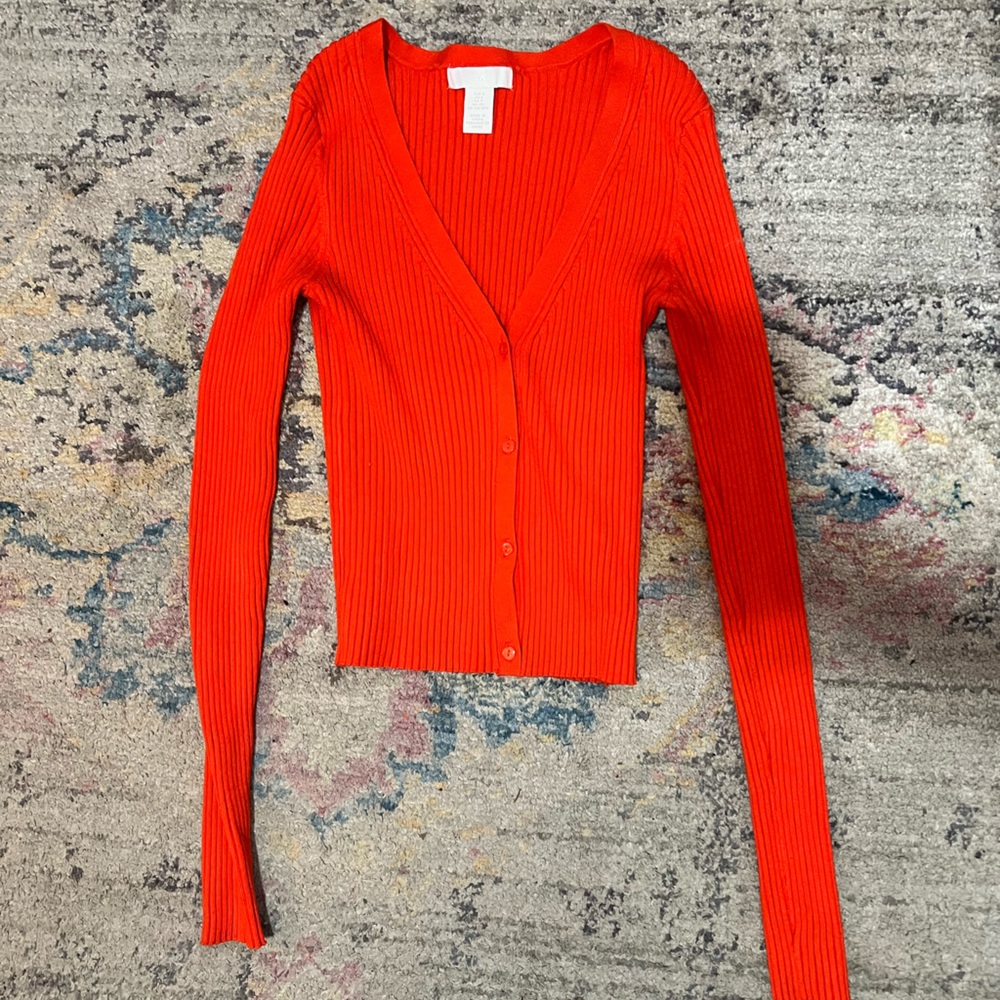 H&M red button up sweater